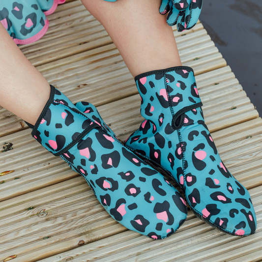 EasyOff™ Swimming Socks in Leopard with BulletProof Soles™
